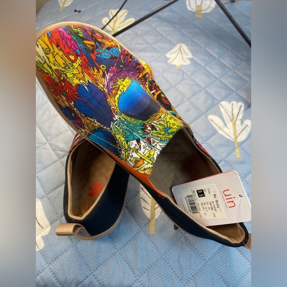 UIN Women’s Slip On Sneaker Casual Loafers Art Painted Walking Shoes - Picture 1 of 6